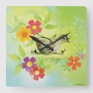 Running Duckling Acrylic Wall Clock (Square)