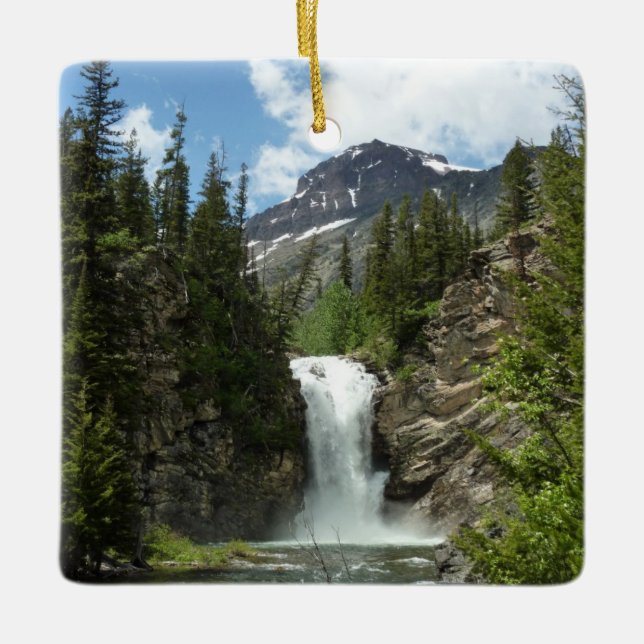 Running Eagle Falls at Glacier National Park Ceramic Tree Decoration (Front)
