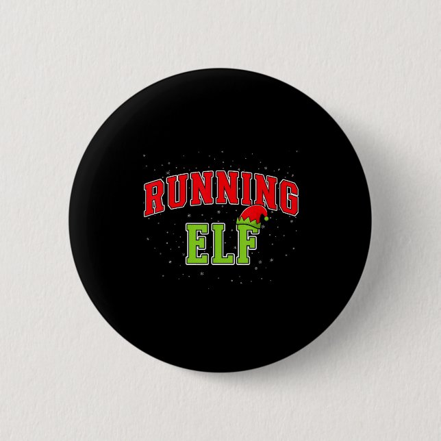 Running Elf Christmas Family Matching Group Xmas R 6 Cm Round Badge (Front)