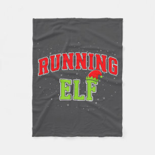 Running Elf Christmas Family Matching Group Xmas R Fleece Blanket
