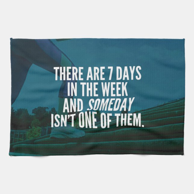 Running Exercise Motivational Words Tea Towel (Horizontal)