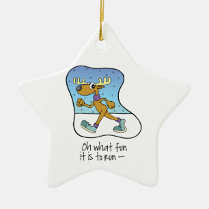 Running Exercise Reindeer Christmas Ceramic Tree Decoration