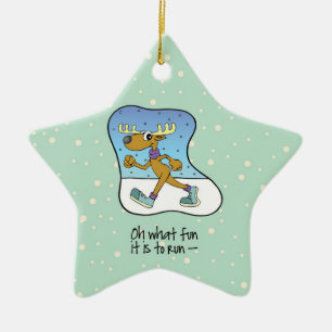 Running Exercise Reindeer Christmas Ceramic Tree Decoration
