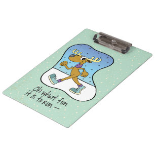 Running Exercise Reindeer Christmas Clipboard