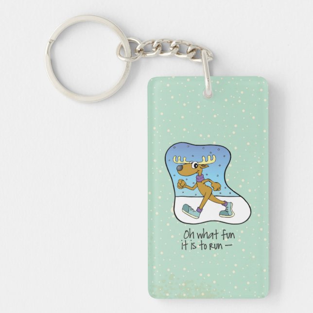 Running Exercise Reindeer Christmas Key Ring (Front)