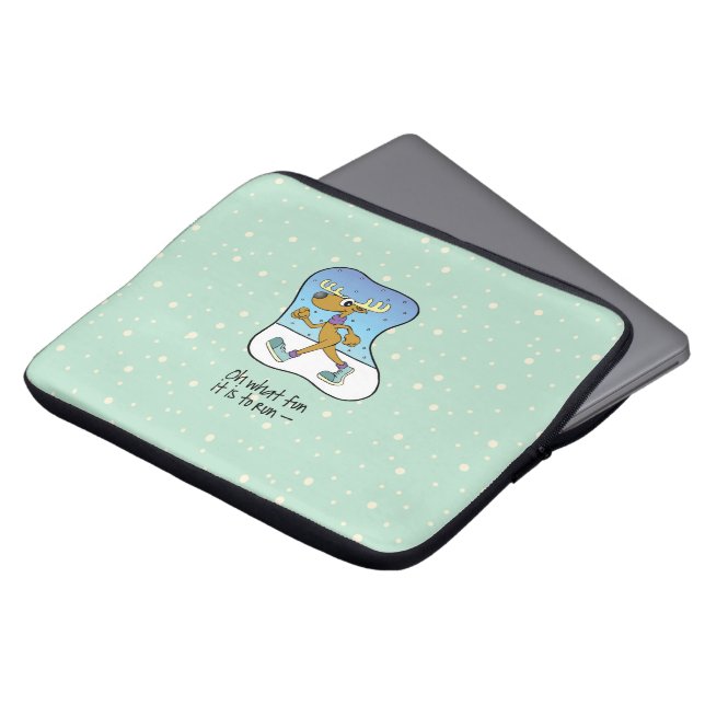 Running Exercise Reindeer Christmas Laptop Sleeve (Front Top)