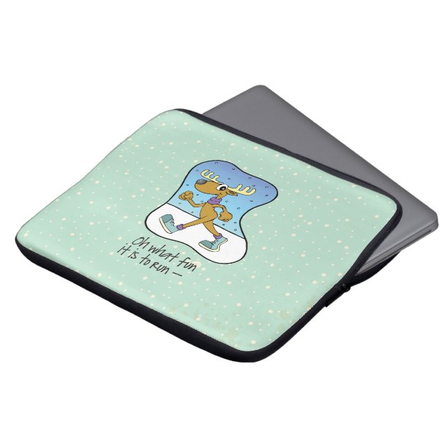 Running Exercise Reindeer Christmas Laptop Sleeve (Front Top)