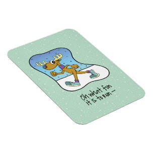 Running Exercise Reindeer Christmas Magnet