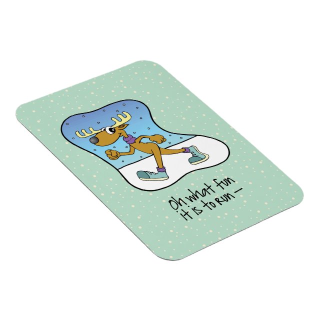 Running Exercise Reindeer Christmas Magnet (Right Side)