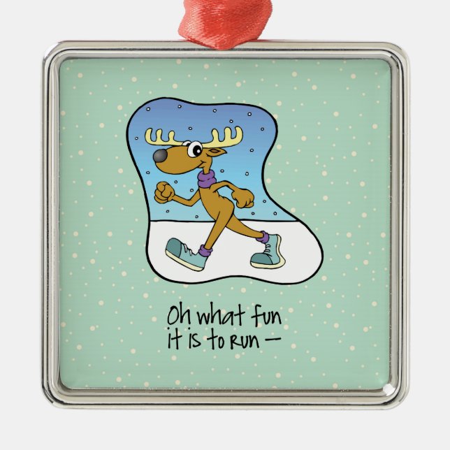 Running Exercise Reindeer Christmas Metal Tree Decoration (Front)