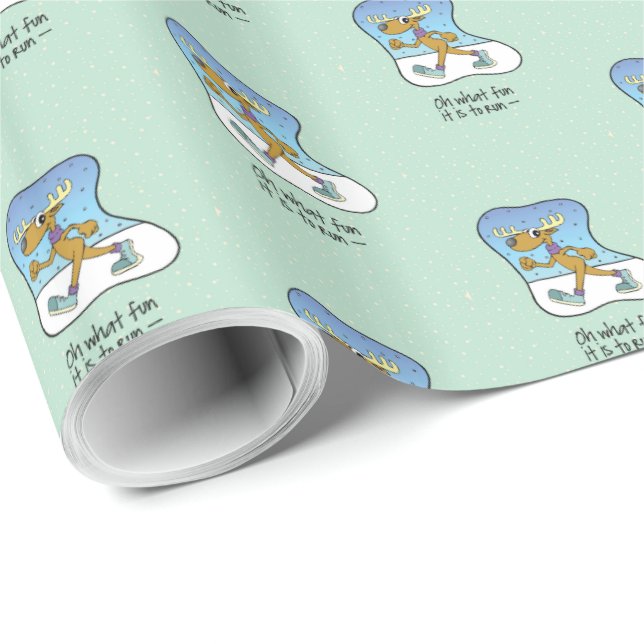 Running Exercise Reindeer Christmas Wrapping Paper (Roll Corner)