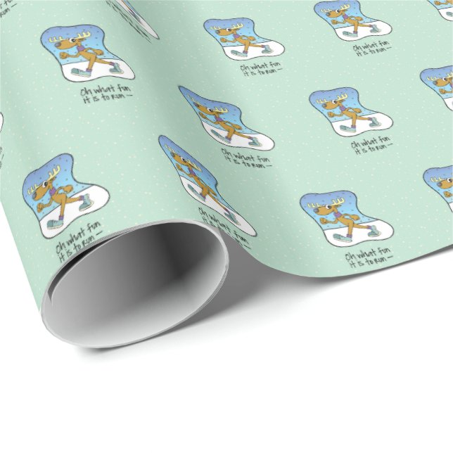 Running Exercise Reindeer Christmas Wrapping Paper (Roll Corner)