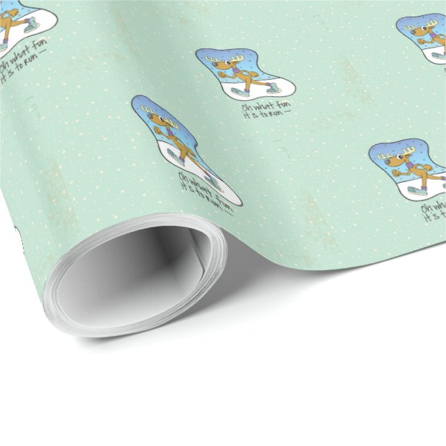 Running Exercise Reindeer Christmas Wrapping Paper (Roll Corner)