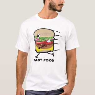 Running Fast Food - Funny Burger Design T-Shirt
