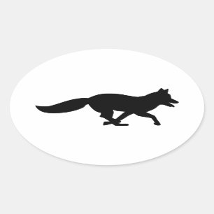 Running fox oval sticker