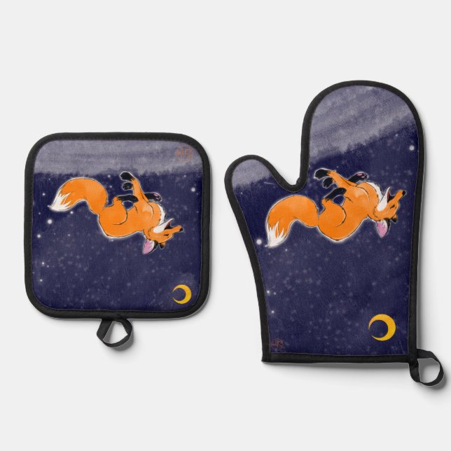 Running Fox Oven Mitt and Pot Holders Oven Mitt & Pot Holder Set (Front)