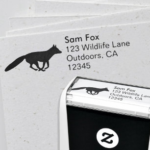Running Fox Silhouette Wildlife Return Address Self-inking Stamp