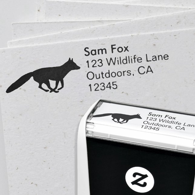 Running Fox Silhouette Wildlife Return Address Self-inking Stamp (Creator Uploaded)