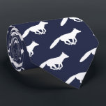 Running Fox Silhouettes Pattern White and Blue Tie<br><div class="desc">Foxes Pattern Midnight Blue Neck Tie. White silhouettes of running foxes. A cool neck tie for wildlife lovers. Makes a foxy Father's Day gift for dad. Visit Jenn's Doodle World for even more cool animal lover ties and original dad gifts.</div>