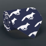 Running Fox Silhouettes Pattern White and Blue Tie<br><div class="desc">Foxes Pattern Midnight Blue Neck Tie. White silhouettes of running foxes. A cool neck tie for wildlife lovers. Makes a foxy Father's Day gift for dad. Visit Jenn's Doodle World for even more cool animal lover ties and original dad gifts.</div>
