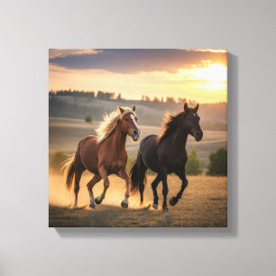 Running Free at Sunset – Wild Horse Duo Wall Art