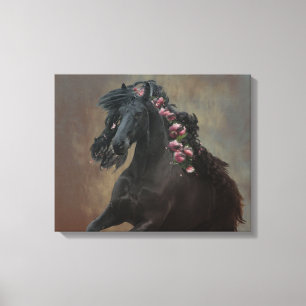 Running Friesian - Wrapped Canvas