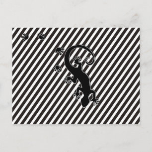 Running Gecko - black & white stripes Postcard