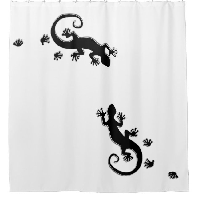 Running Gecko black + your background & ideas Shower Curtain (Front)