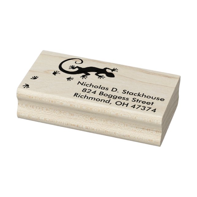 Running Gecko silver + your backgr. & ideas Rubber Stamp (Stamp)