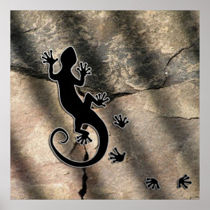 Running Gecko stone Poster