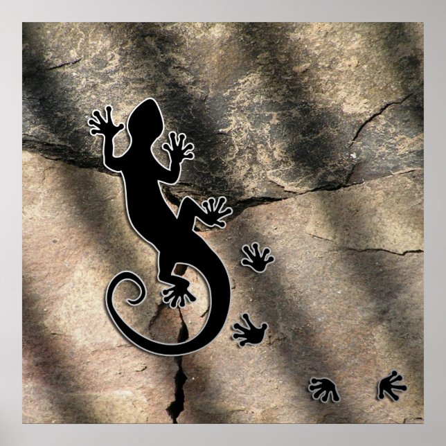 Running Gecko | stone Poster (Front)