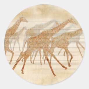 Running Giraffes Classic Round Sticker