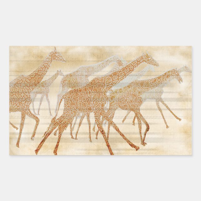 Running Giraffes Rectangular Sticker (Front)