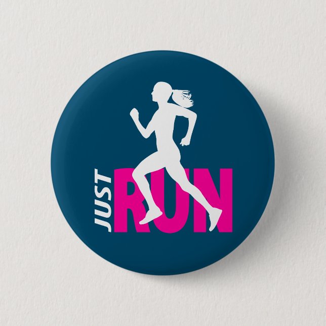 Running girl 6 cm round badge (Front)