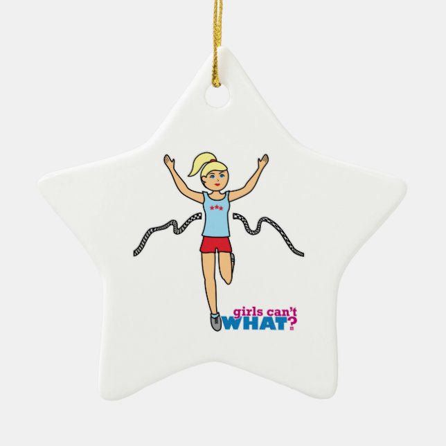 Running Girl Ceramic Tree Decoration (Front)
