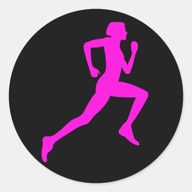 Running girl classic round sticker (Front)