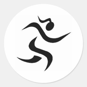 running Girl Classic Round Sticker