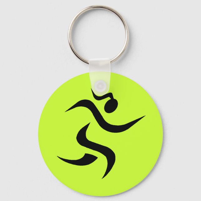 running Girl Keychain - Lime (Front)