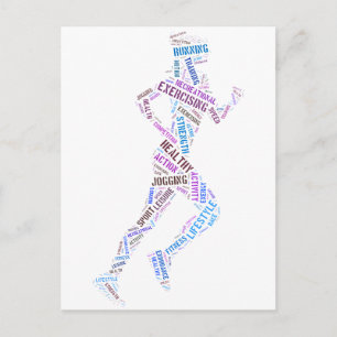 Running girl postcard