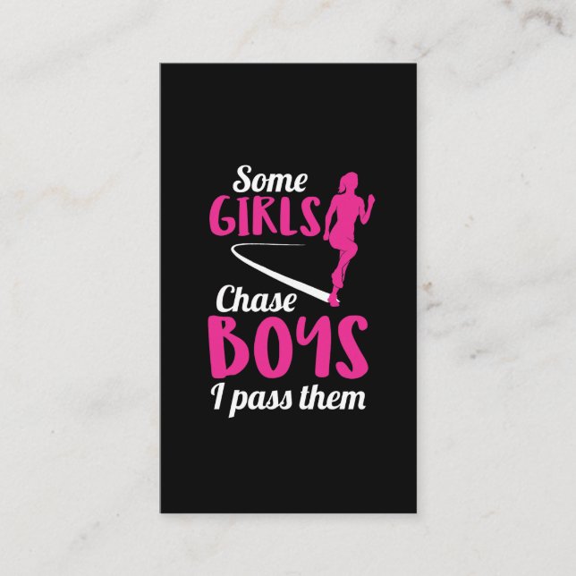 Running Girl Runner Marathon Woman Marathoner Business Card (Front)