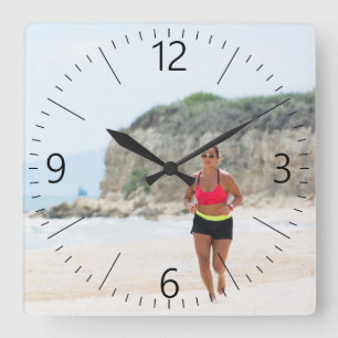 Running girl square wall clock