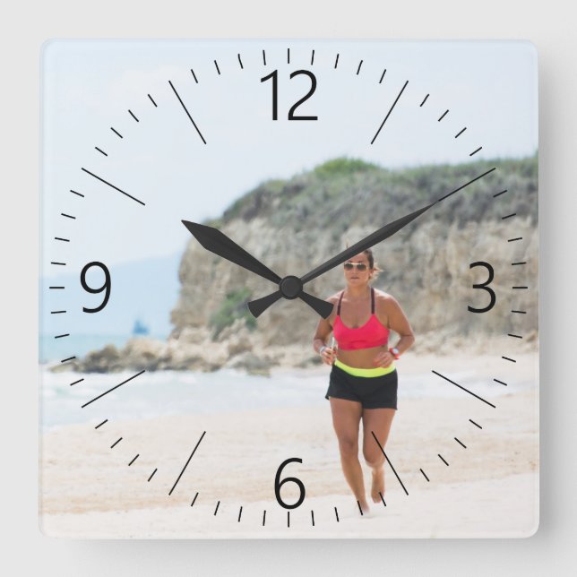 Running girl square wall clock (Front)