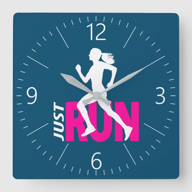Running girl square wall clock (Front)