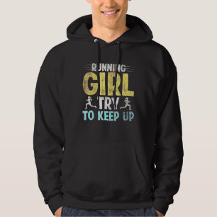 Running Girl Try To Keep Up Vintage Women Runners Hoodie