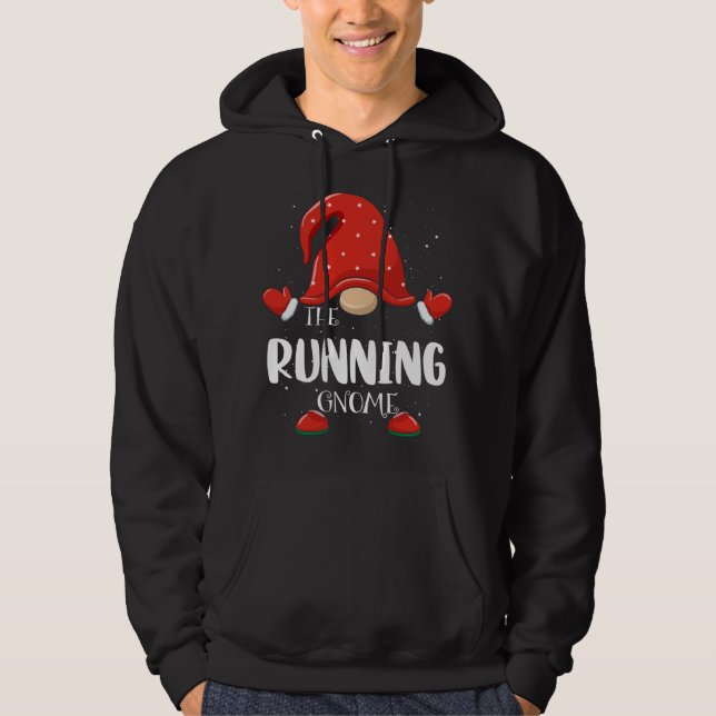 Running Gnome Matching Family Christmas Pajama Hoodie (Front)