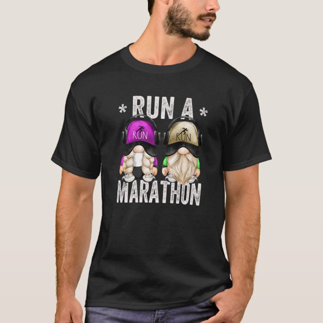 Running Gnomes For Runner Mum And Dad Run A Marath T-Shirt (Front)