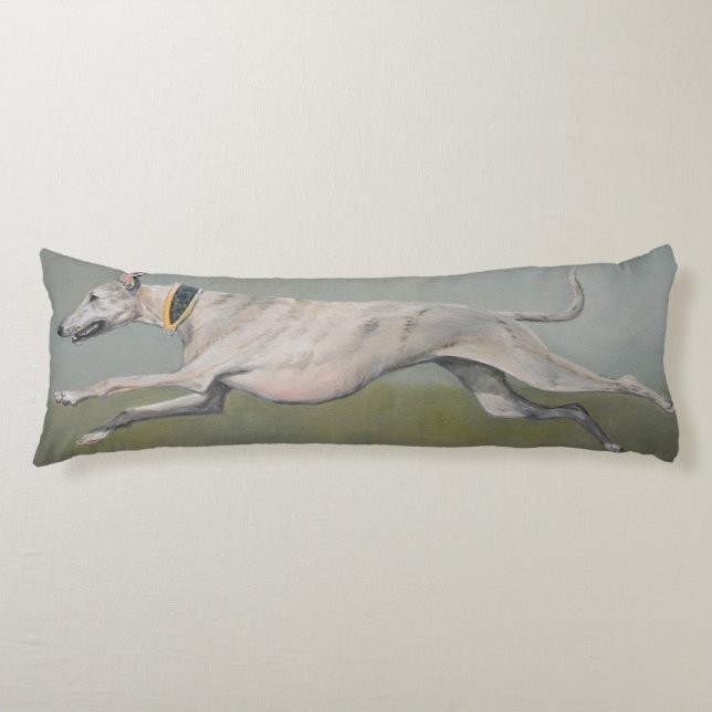 Running Greyhound Dog Art Body Pillow (Front)