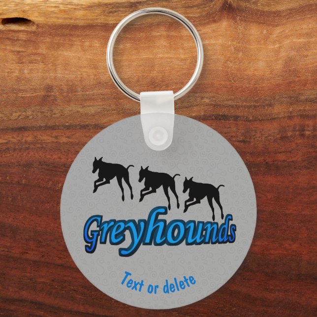 Running Greyhound Dogs Personalised Key Ring (Front)