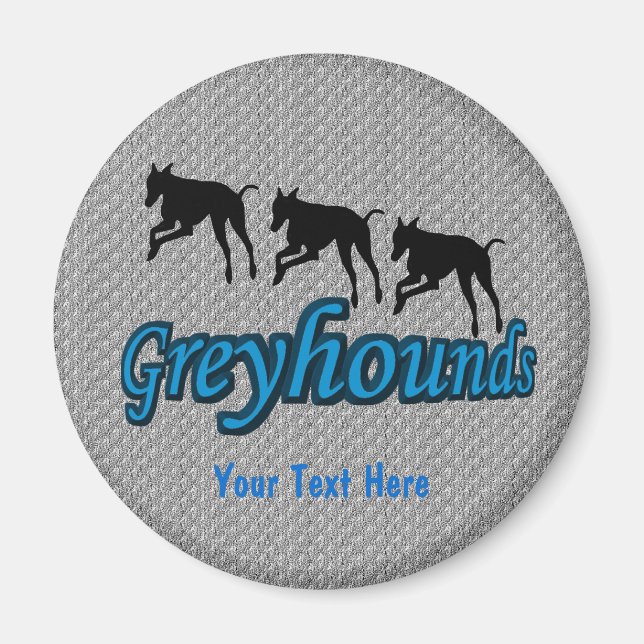 Running Greyhound Silhouettes Dog Magnet (Front)