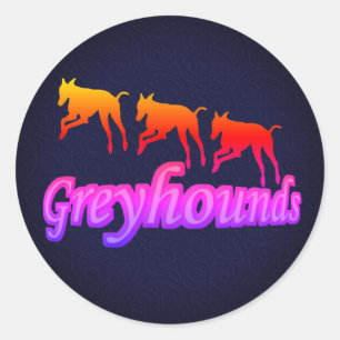 Running Greyhound Silhouettes Rainbow Classic Round Sticker
